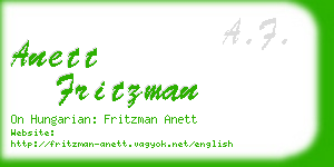 anett fritzman business card